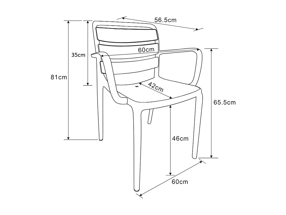 Lot de 2 chaises de jardin empilables en polypropylène - Noir - MOAH de MYLIA