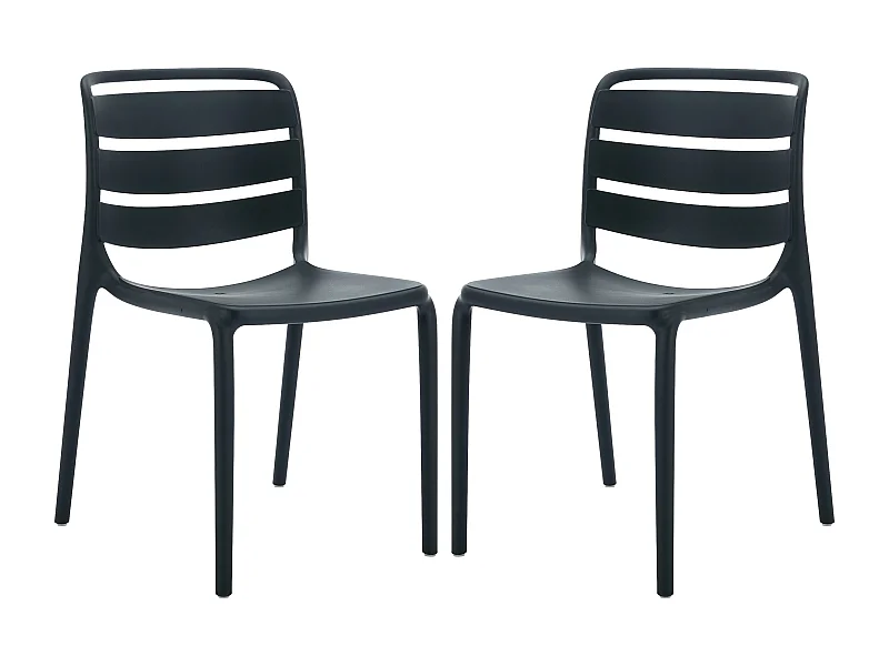 Lot de 2 chaises de jardin empilables en polypropylène - Noir - MOAH de MYLIA