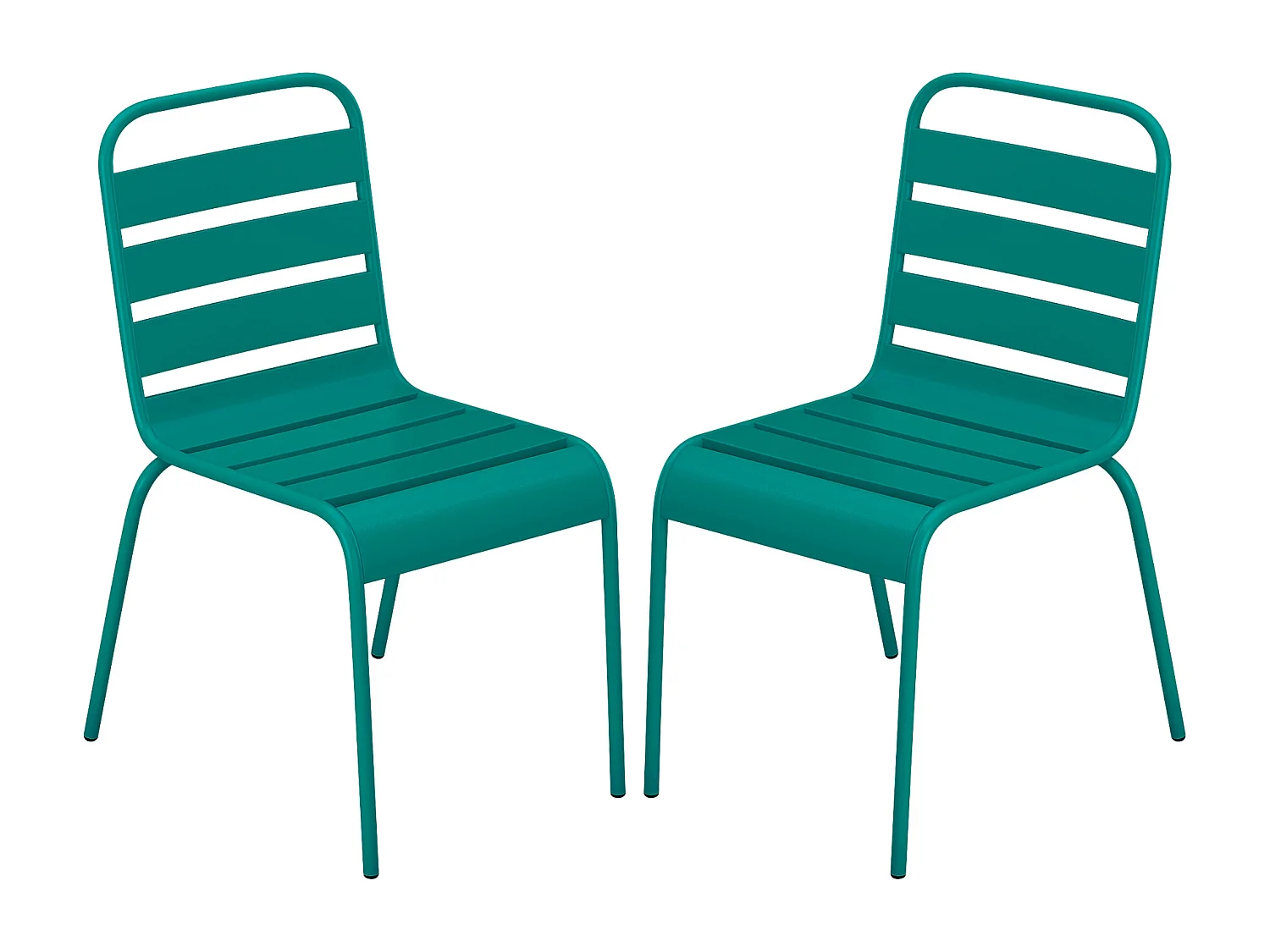Set van 2 stapelbare metalen tuinstoelen - Blauwgroen - MIRMANDE van MYLIA