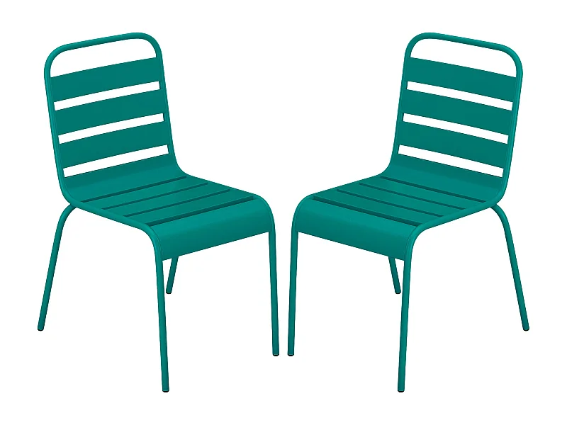 Gartenstuhl stapelbar 2er-Set - Metall - Blau - MIRMANDE von MYLIA