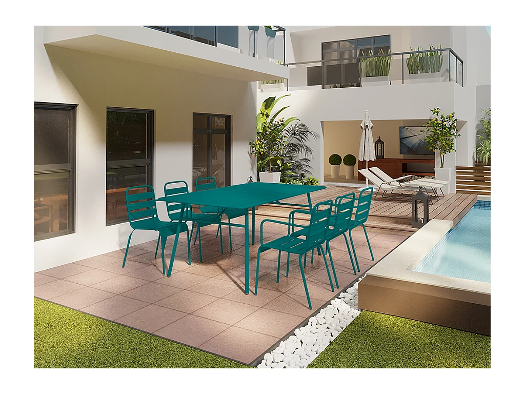 Conjunto de 2 sillones de jardín apilables de metal - Azul pato - MIRMANDE de MYLIA