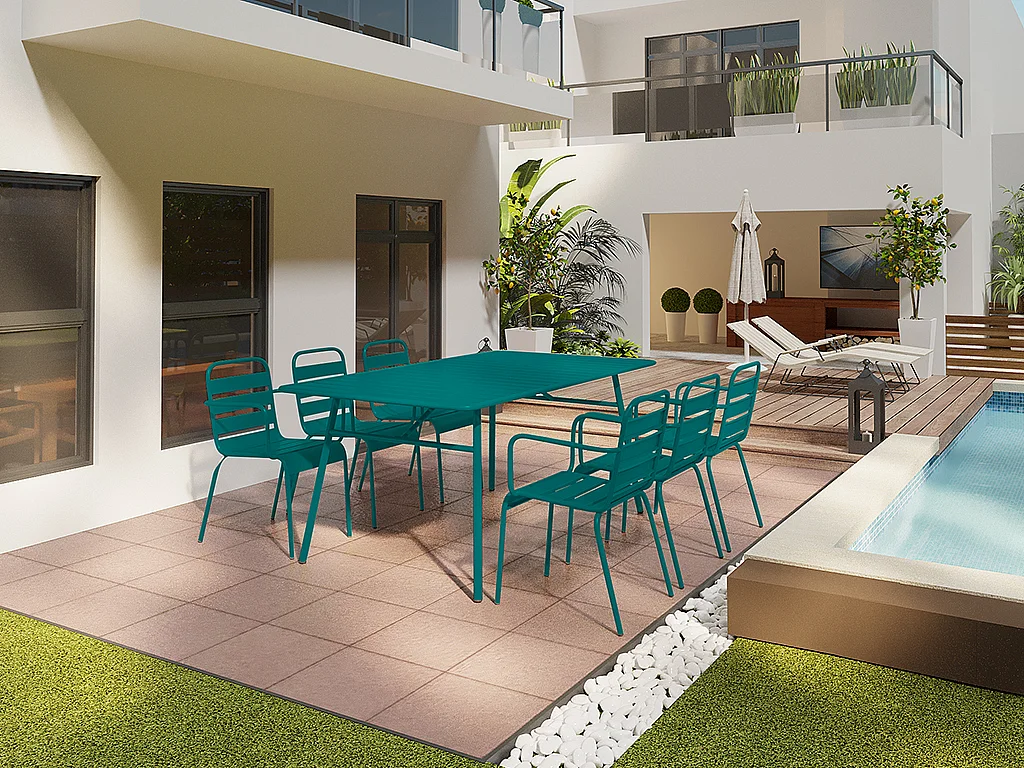 Gartensessel stapelbar 2er-Set - Metall - Blau - MIRMANDE von MYLIA