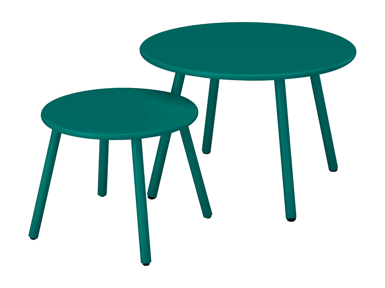 Trädgårdsmöbler i metall - 2 stapelbara låga fåtöljer och satsbord - Ankmörk blå - MIRMANDE från MYLIA