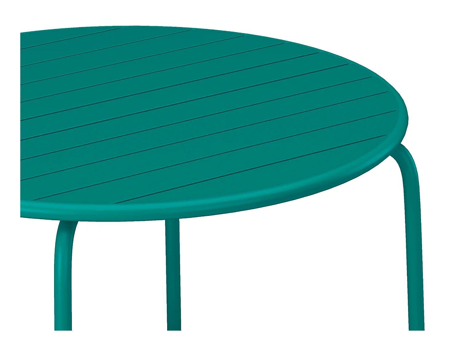Salle à manger de jardin en métal - une table D.110 cm et 4 chaises empilables - Bleu canard - MIRMANDE de MYLIA