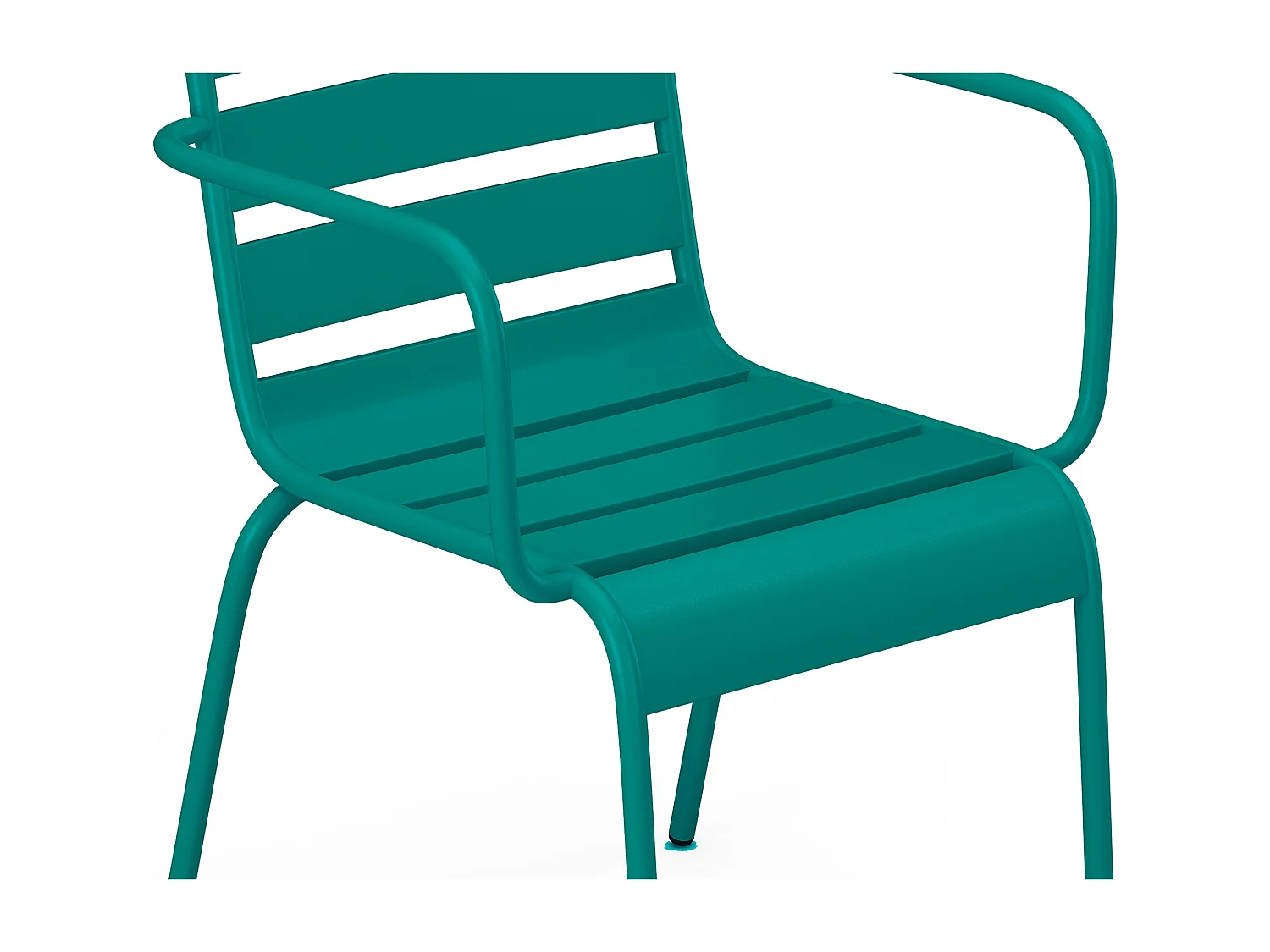 Salle à manger de jardin en métal - une table D.110 cm et 4 fauteuils empilables - Bleu canard - MIRMANDE de MYLIA