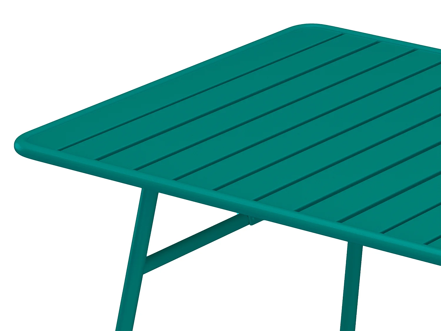 Salle à manger de jardin en métal - une table L.160 cm et 4 chaises empilables - Bleu canard - MIRMANDE de MYLIA