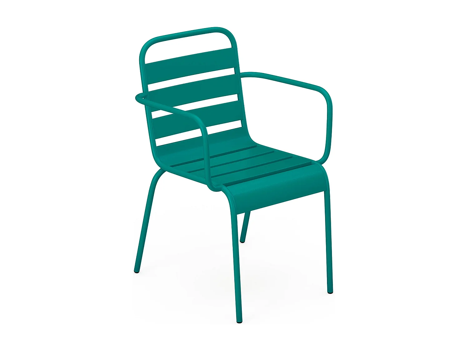 Tuineethoek van metaal - Een tafel D120 cm en 8 opstapelbare stoelen - Blauwgroen - MIRMANDE van MYLIA