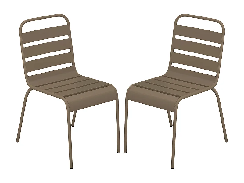 Gartenstuhl stapelbar 2er-Set - Metall - Taupe - MIRMANDE von MYLIA