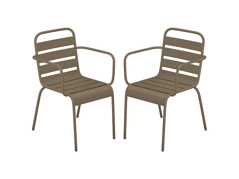 Gartensessel stapelbar 2er-Set - Metall - Taupe - MIRMANDE von MYLIA