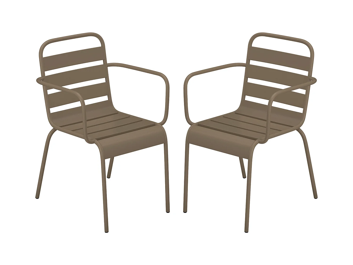 Gartensessel stapelbar 2er-Set - Metall - Taupe - MIRMANDE von MYLIA