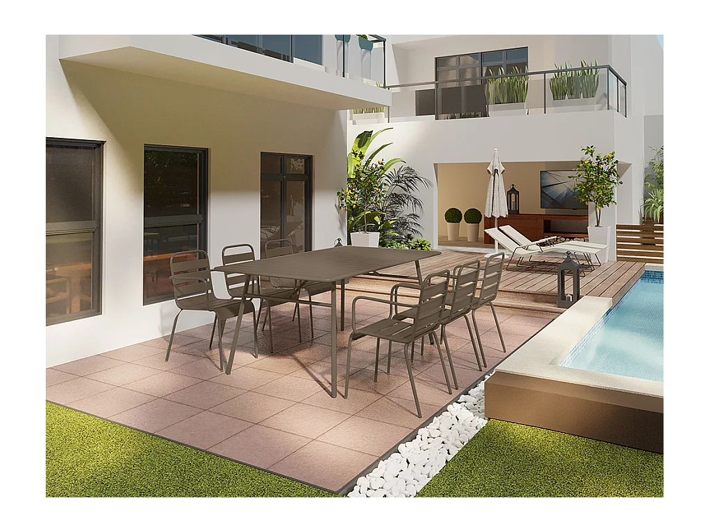 Conjunto de 2 sillones de jardín apilables de metal - Topo - MIRMANDE de MYLIA