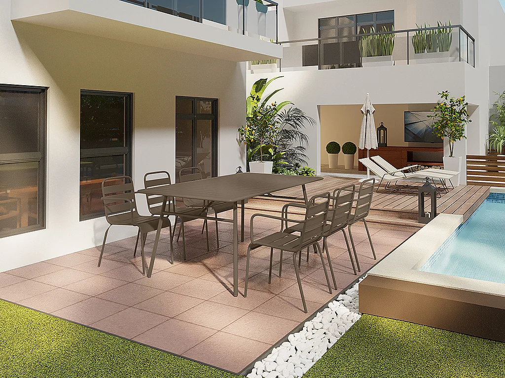 Conjunto de 2 sillones de jardín apilables de metal - Topo - MIRMANDE de MYLIA