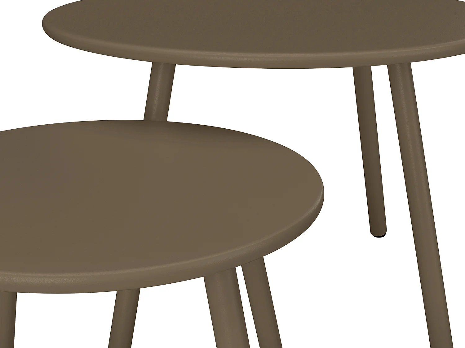 Salon de jardin en métal - 2 fauteuils bas empilables et tables gigognes - Taupe - MIRMANDE de MYLIA