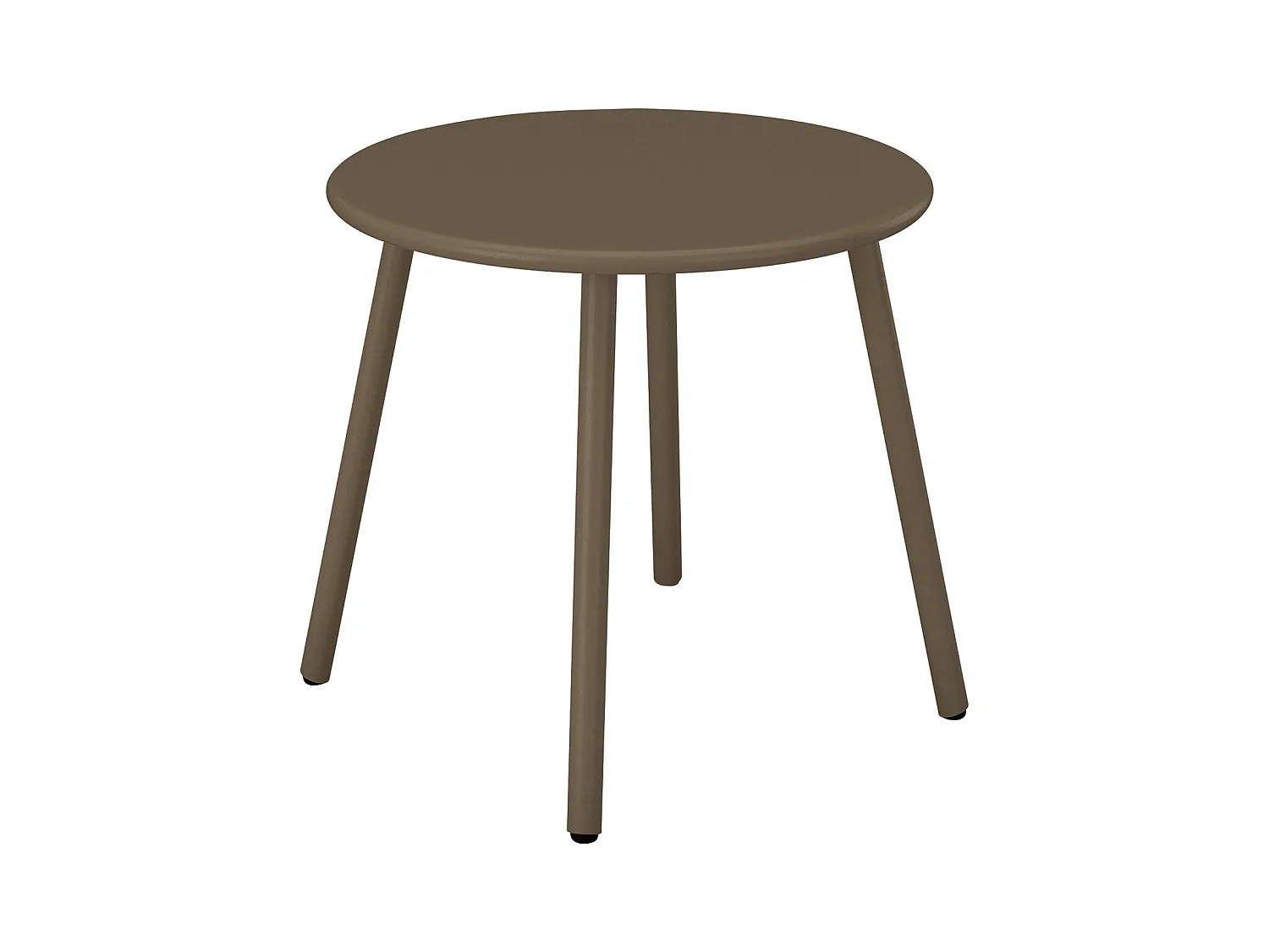 Trädgårdsmöbler i metall - 2 stapelbara låga fåtöljer och ett runt sidobord - Taupe - MIRMANDE från MYLIA