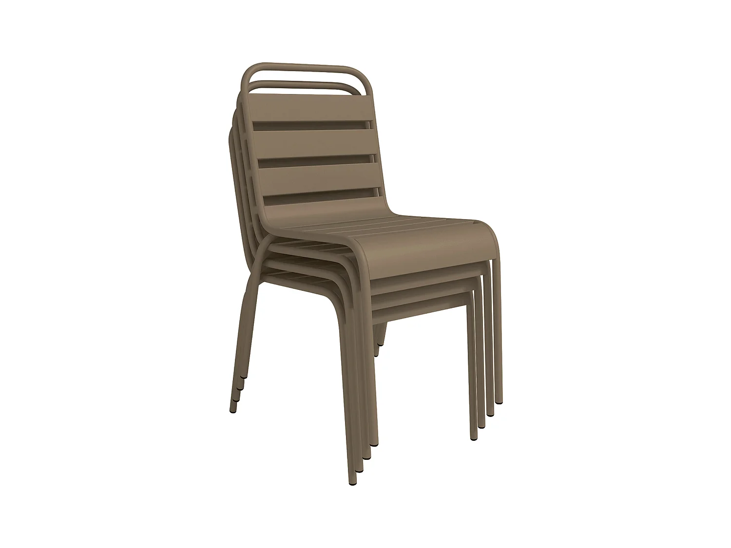 Salle à manger de jardin en métal - une table L.160 cm et 4 chaises empilables - Taupe - MIRMANDE de MYLIA