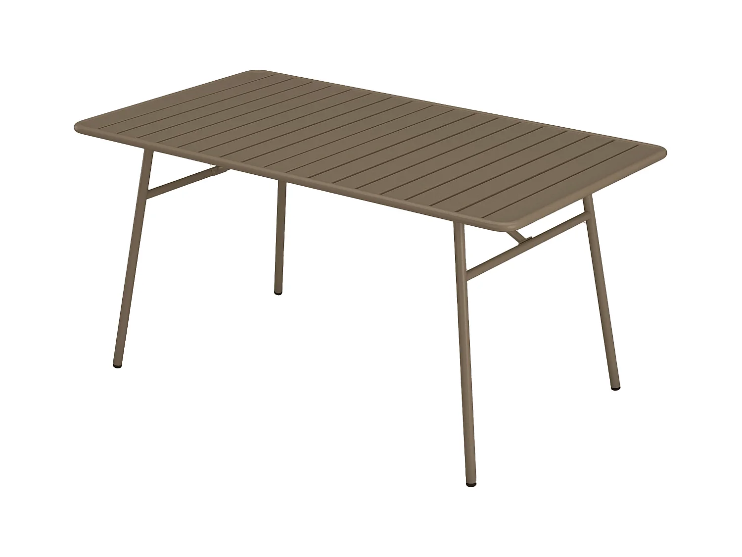 Conjunto de sala de jantar de jardim em metal, uma mesa C.160 cm com 2 cadeirões empilháveis e 4 cadeiras empilháveis taupe - MIRMANDE de MYLIA