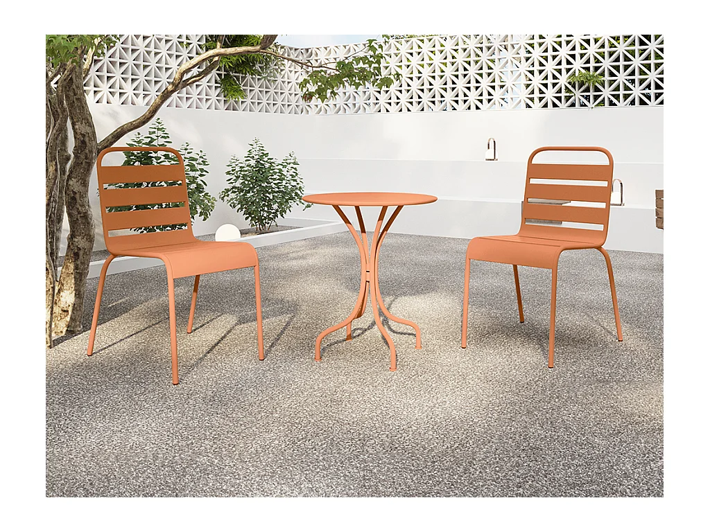 Conjunto de 2 sillas de jardín apilables de metal - Melocotón - MIRMANDE de MYLIA