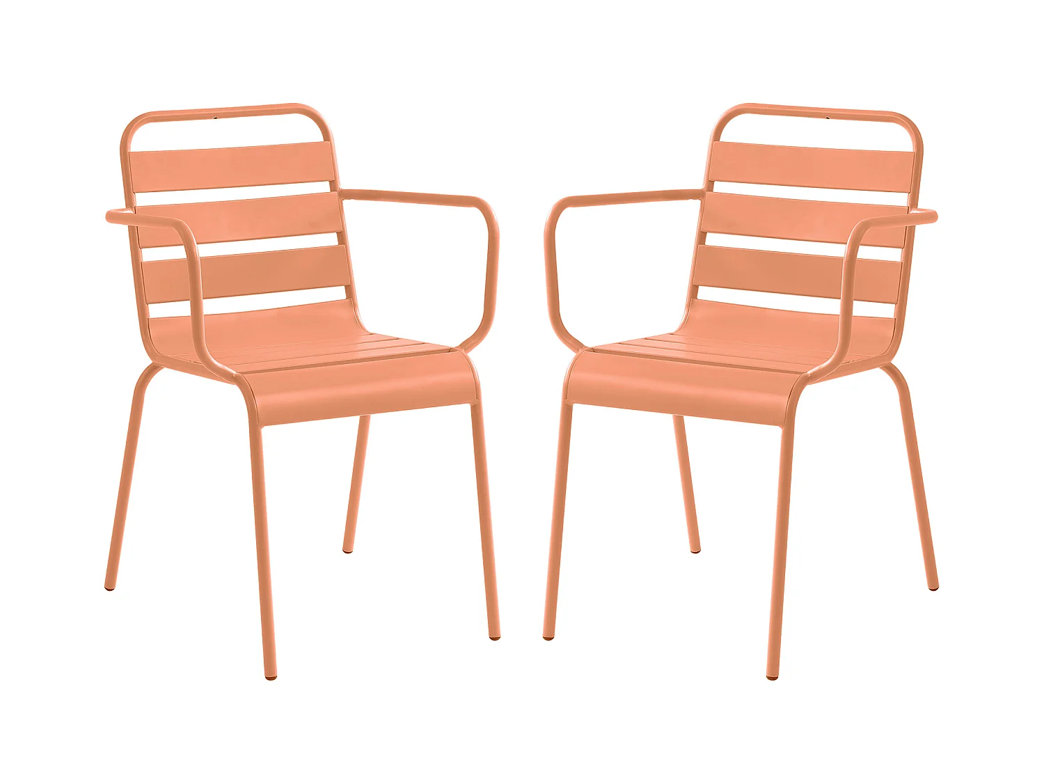 Gartensessel stapelbar 2er-Set - Metall - Hellorange - MIRMANDE von MYLIA