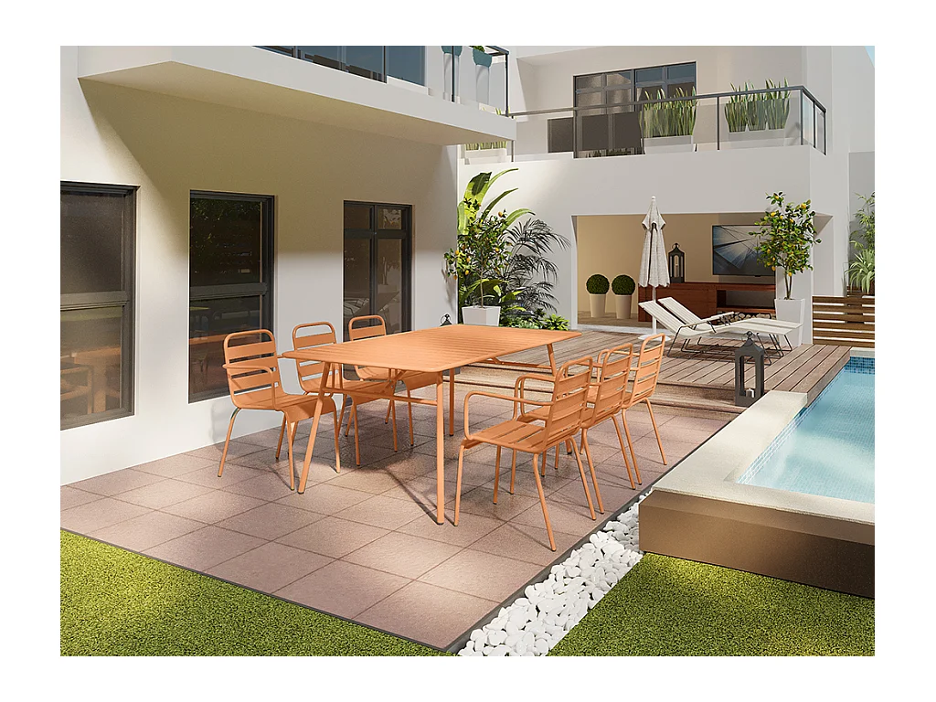 Conjunto de 2 sillones de jardín apilables de metal - naranja claro - MIRMANDE de MYLIA