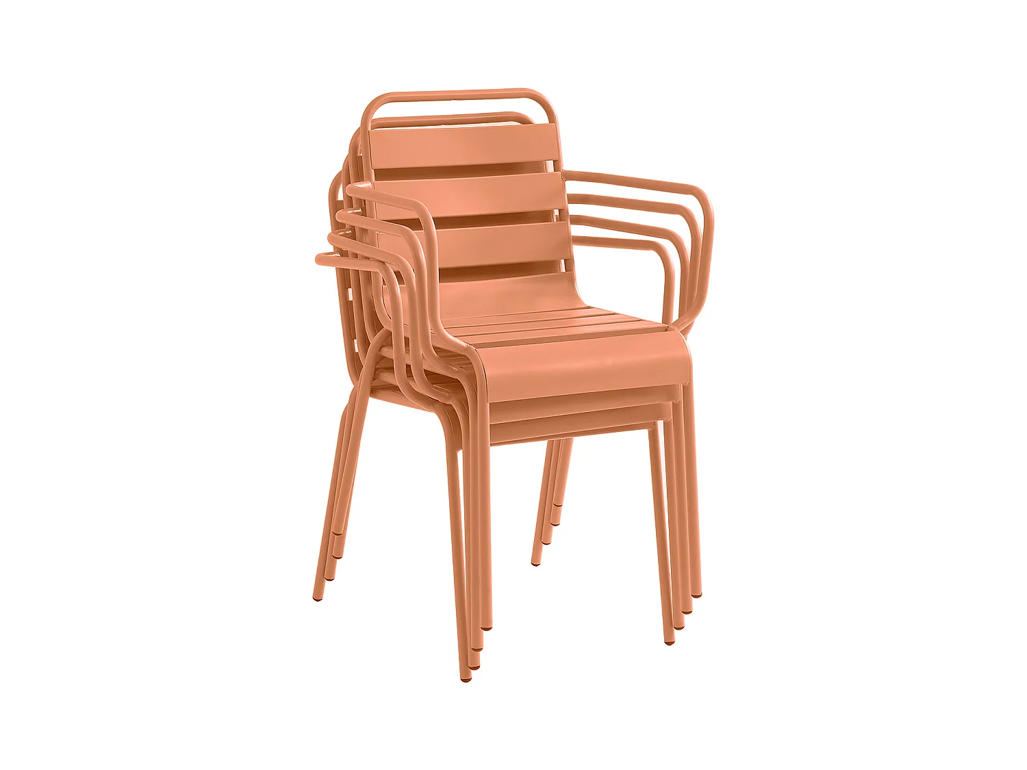 Conjunto de 2 sillones de jardín apilables de metal - naranja claro - MIRMANDE de MYLIA