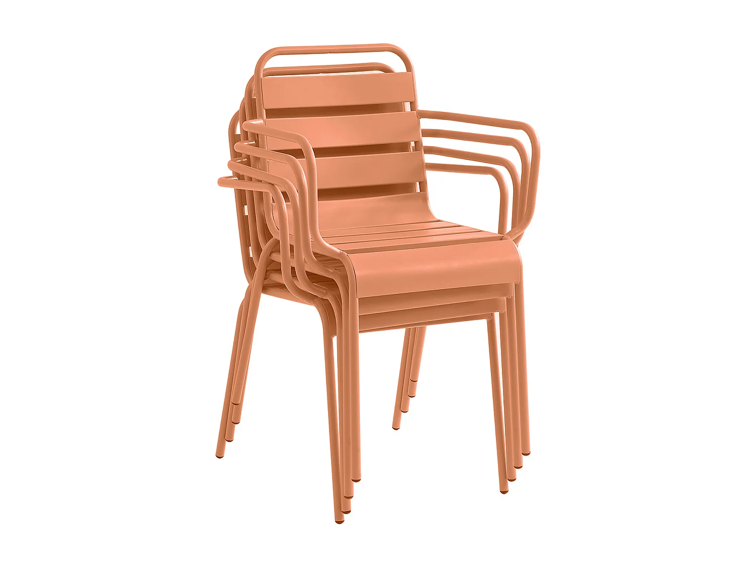 Lot de 2 fauteuils de jardin empilables en métal - Orange clair - MIRMANDE de MYLIA