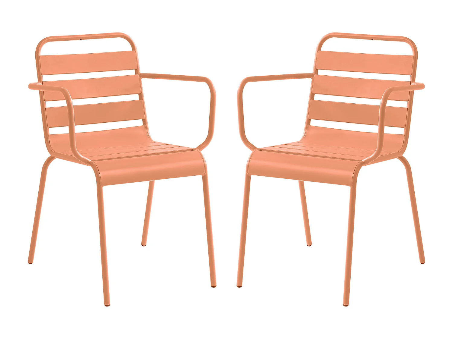 Lot de 2 fauteuils de jardin empilables en métal - Orange clair - MIRMANDE de MYLIA