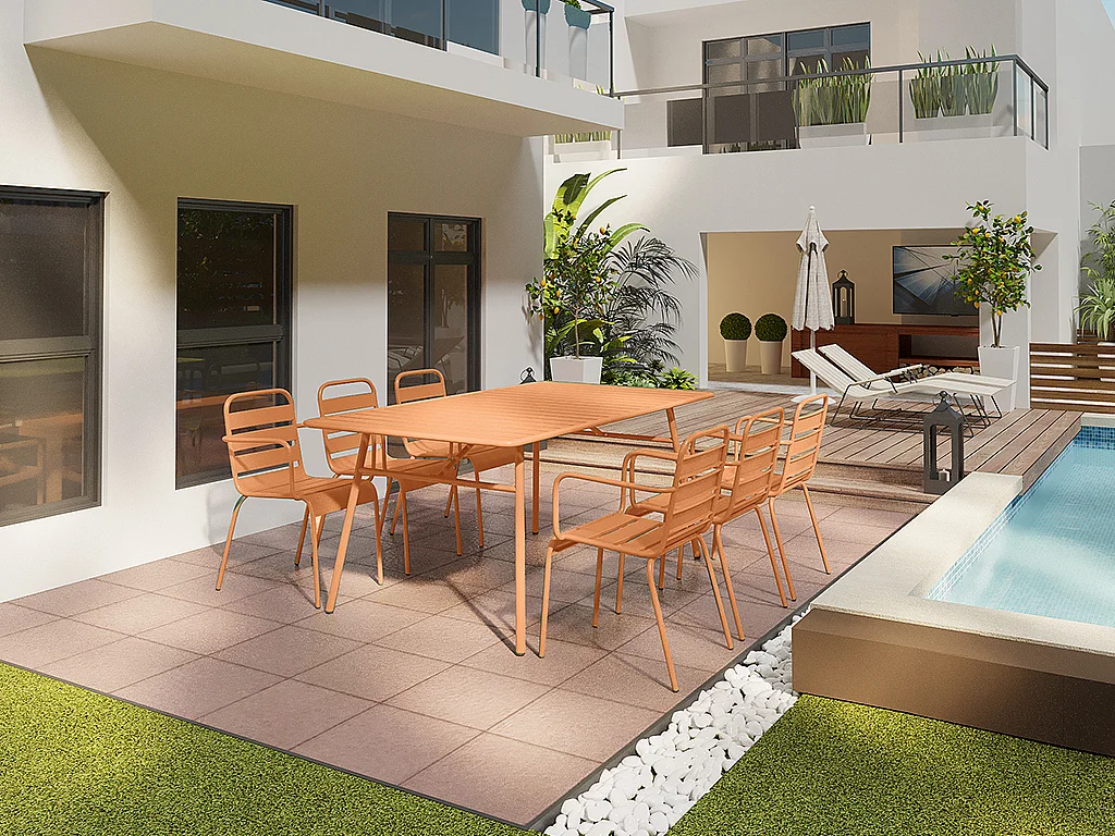 Lot de 2 fauteuils de jardin empilables en métal - Orange clair - MIRMANDE de MYLIA