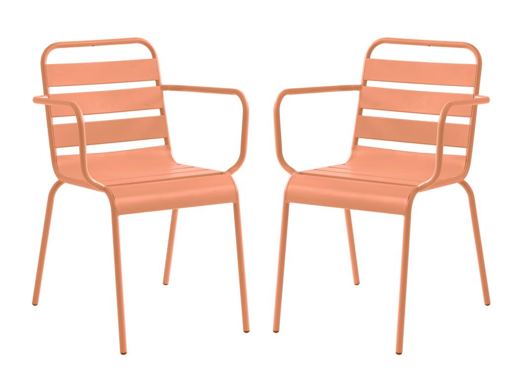Gartensessel stapelbar 2er-Set - Metall - Hellorange - MIRMANDE von MYLIA