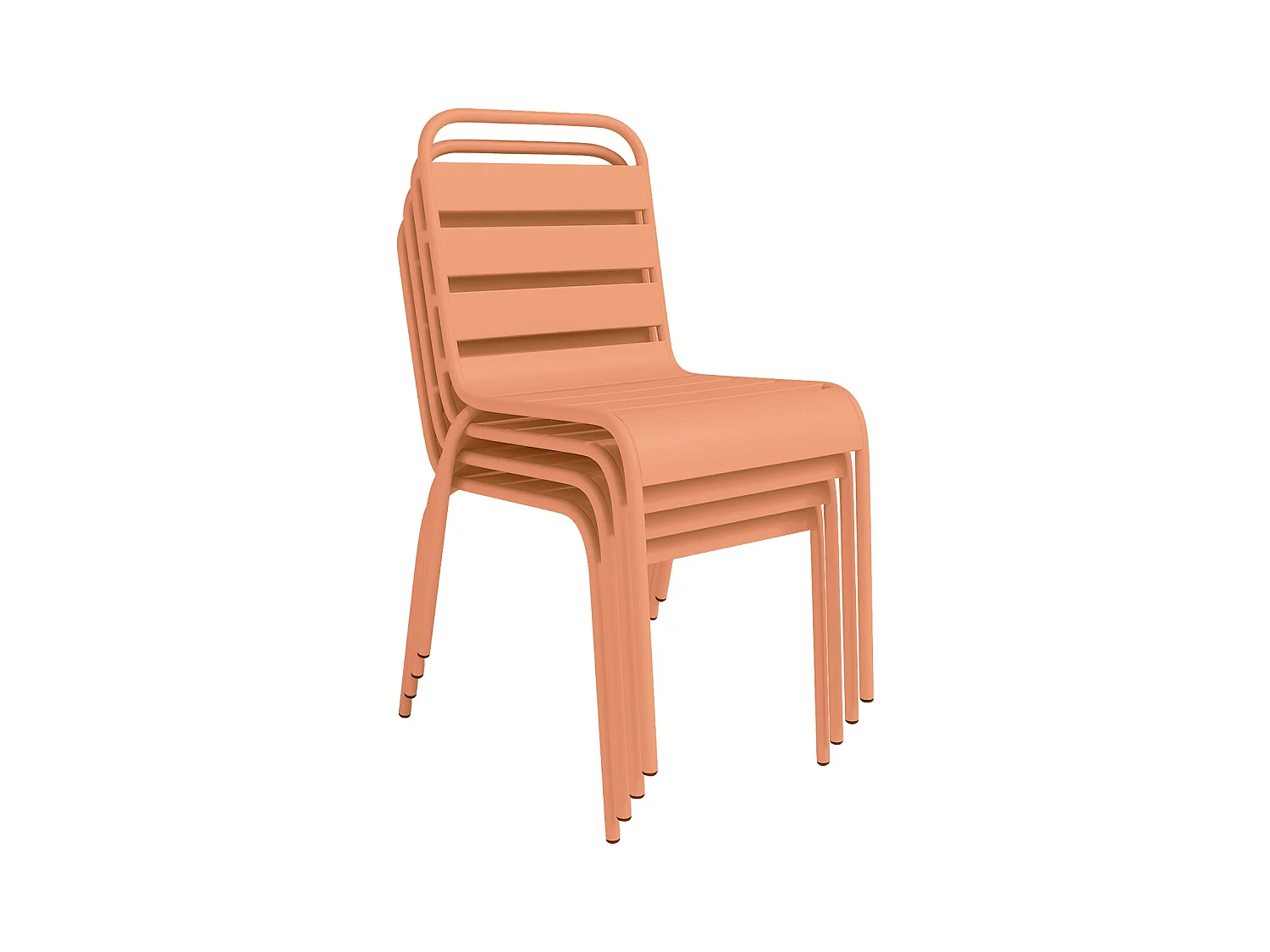 Comedor de jardín de metal - una mesa de 80 cm y 2 sillas apilables - naranja claro - MIRMANDE de MYLIA
