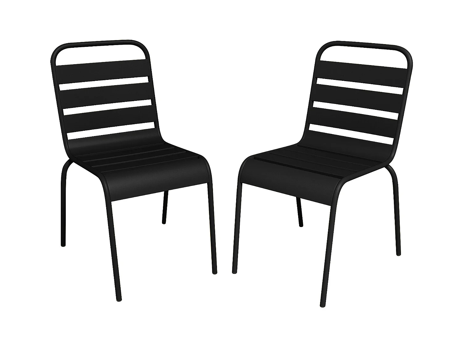Gartenstuhl stapelbar 2er-Set - Metall - Schwarz - MIRMANDE von MYLIA