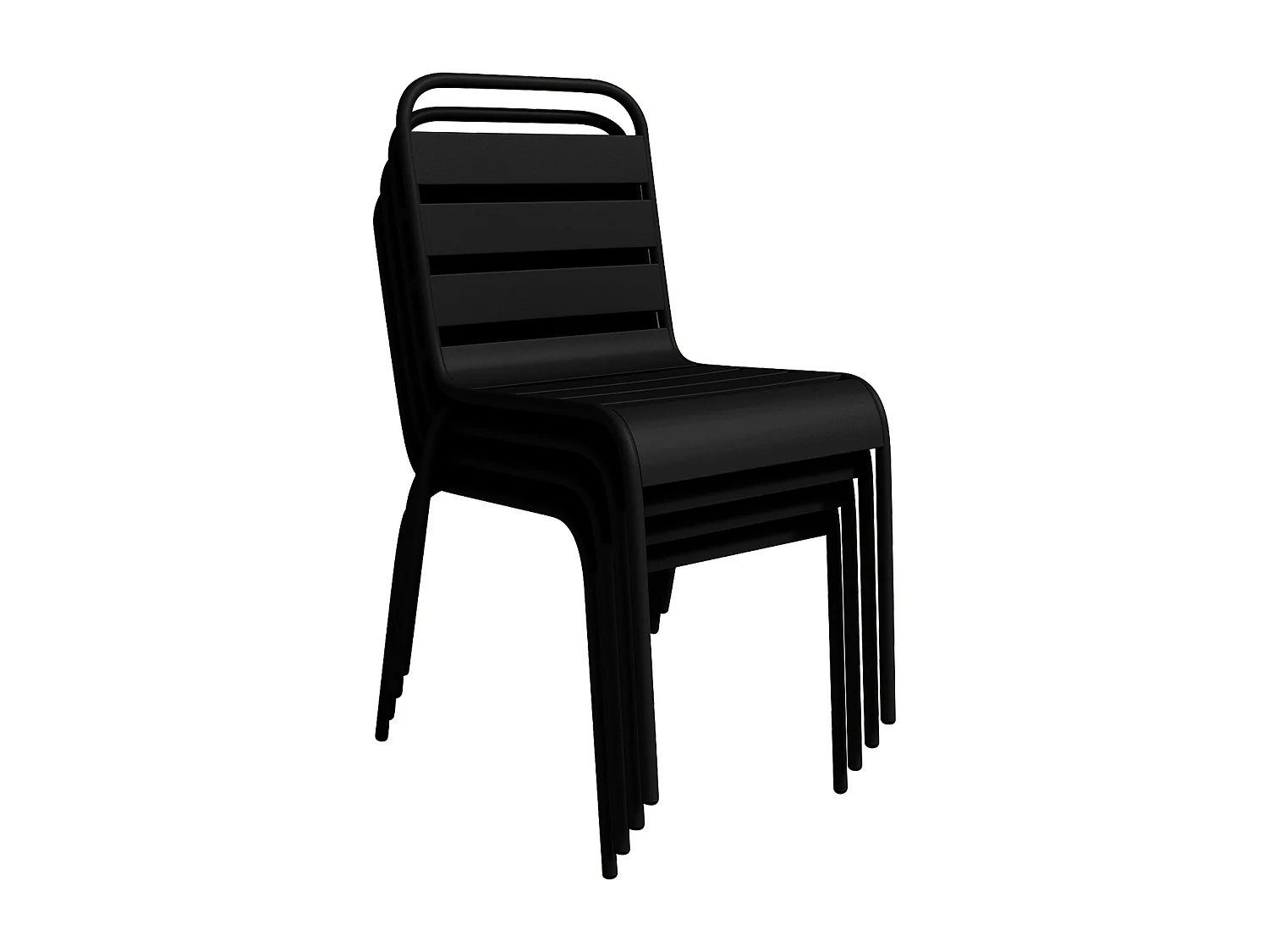 Lot de 2 chaises de jardin empilables en métal - Noir - MIRMANDE de MYLIA