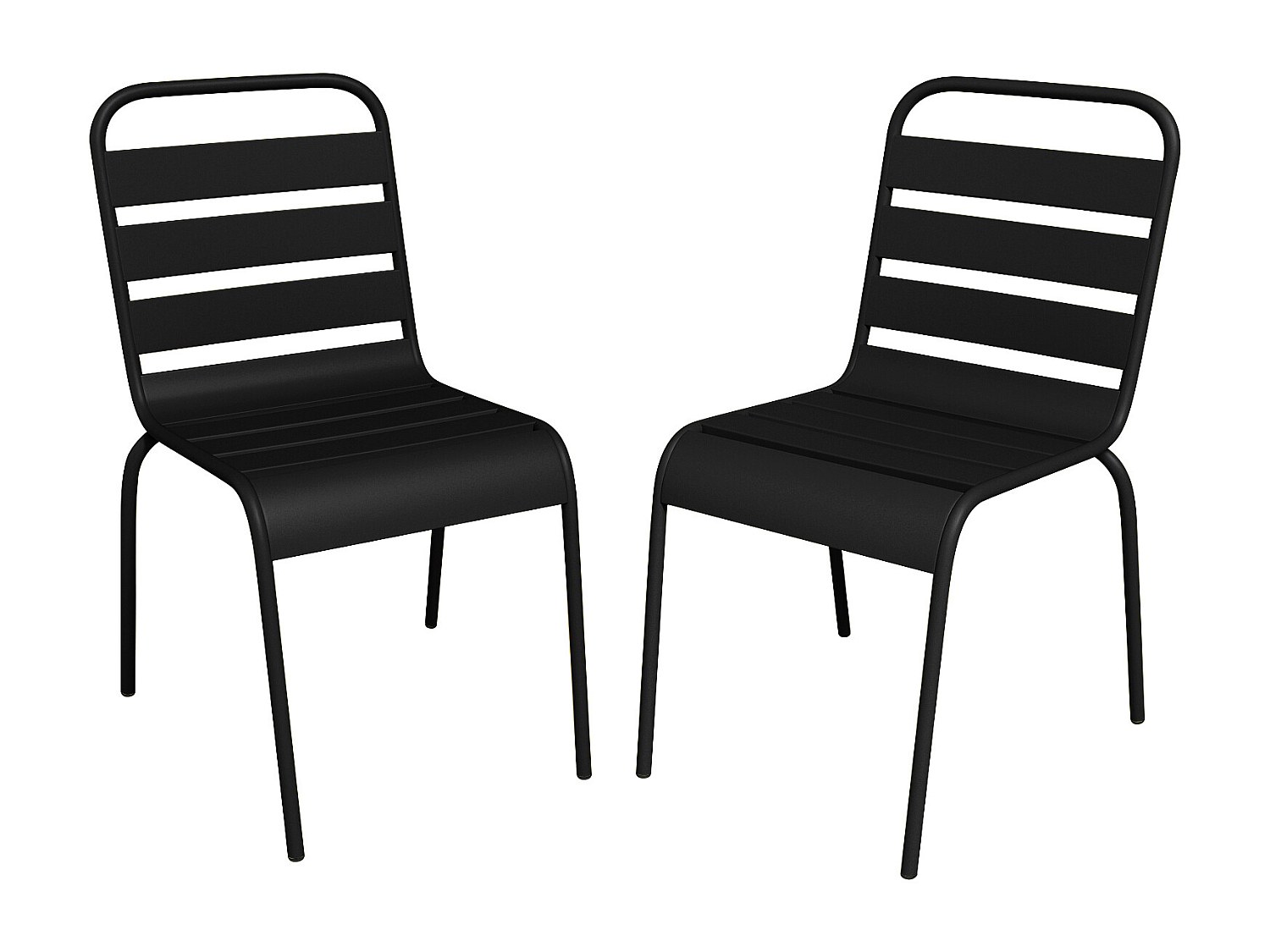 Vente-unique Gartenstuhl Stapelbar 2er-Set - Metall - Schwarz - Mirmande Von Mylia