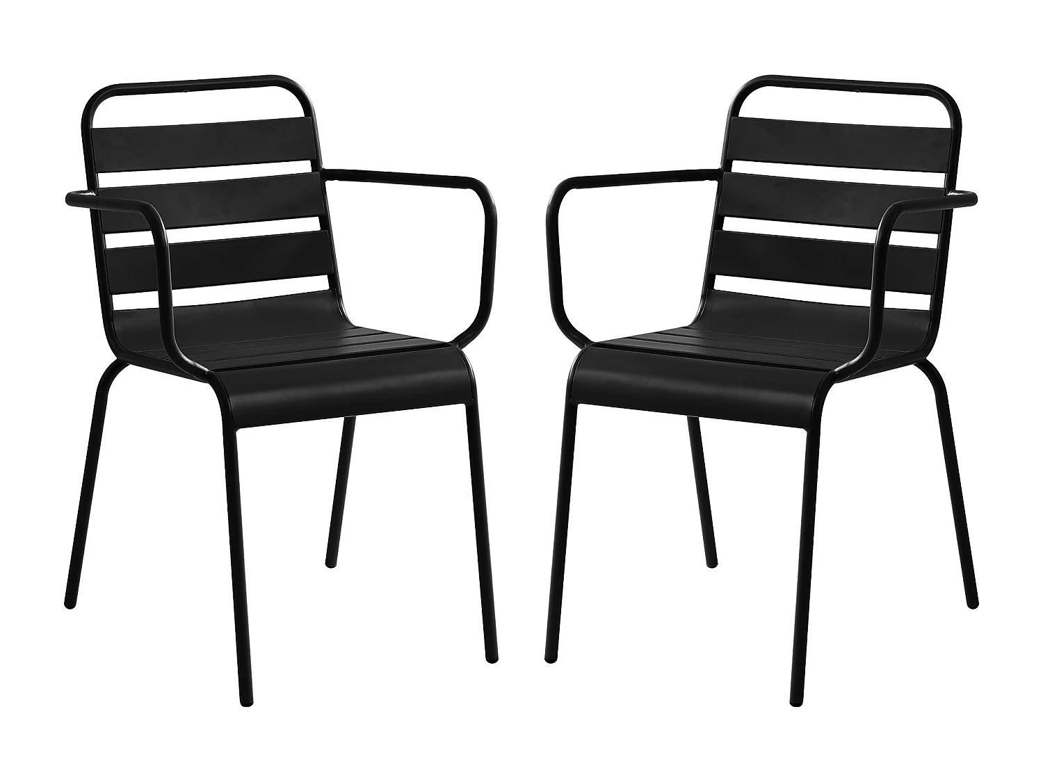 Conjunto de 2 sillones de jardín apilables de metal - Negro - MIRMANDE de MYLIA