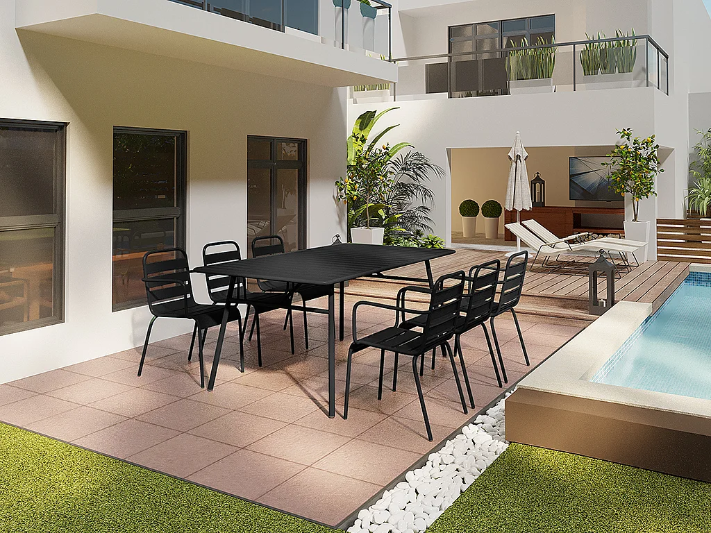 Conjunto de 2 sillones de jardín apilables de metal - Negro - MIRMANDE de MYLIA