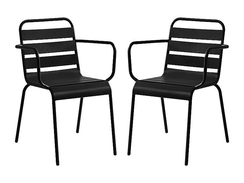 Gartensessel stapelbar 2er-Set - Metall - Schwarz - MIRMANDE von MYLIA