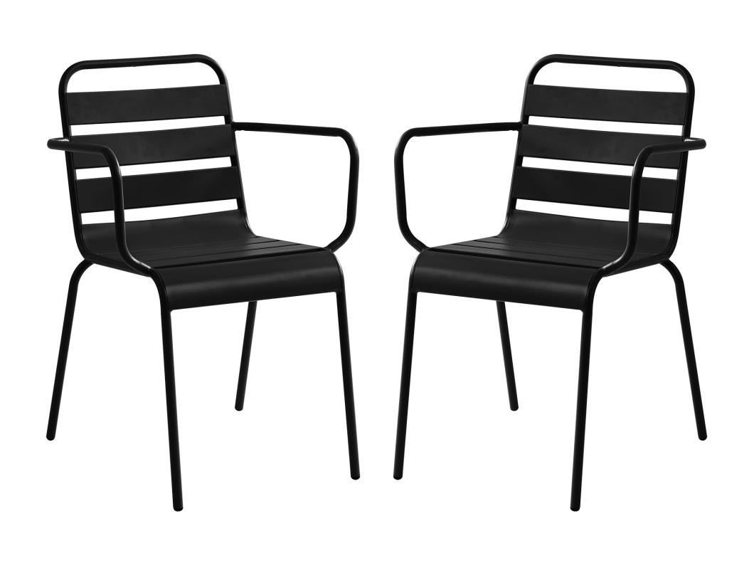 Gartensessel stapelbar 2er-Set - Metall - Schwarz - MIRMANDE von MYLIA
