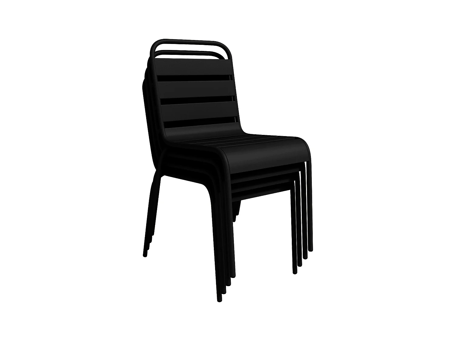 Salle à manger de jardin en métal - une table D.110 cm et 4 chaises empilables - Noir - MIRMANDE de MYLIA