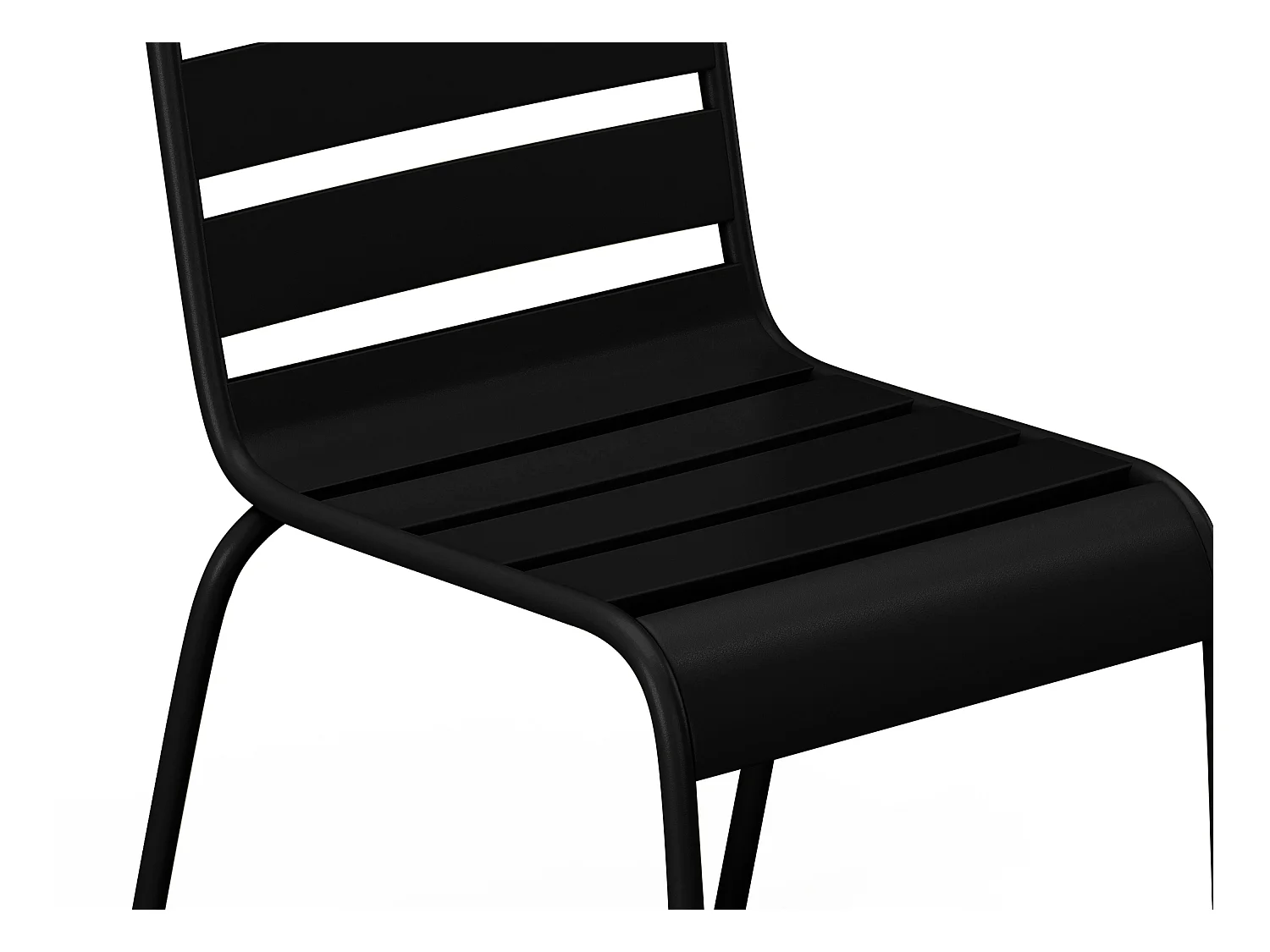 Salle à manger de jardin en métal - une table D.110 cm et 4 chaises empilables - Noir - MIRMANDE de MYLIA