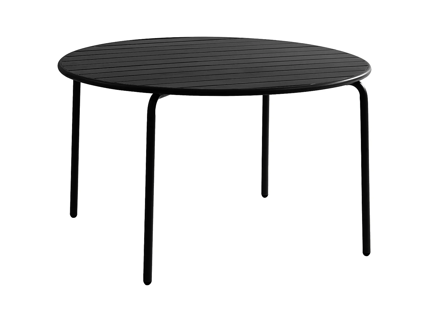Salle à manger de jardin en métal - une table D.110 cm et 4 chaises empilables - Noir - MIRMANDE de MYLIA