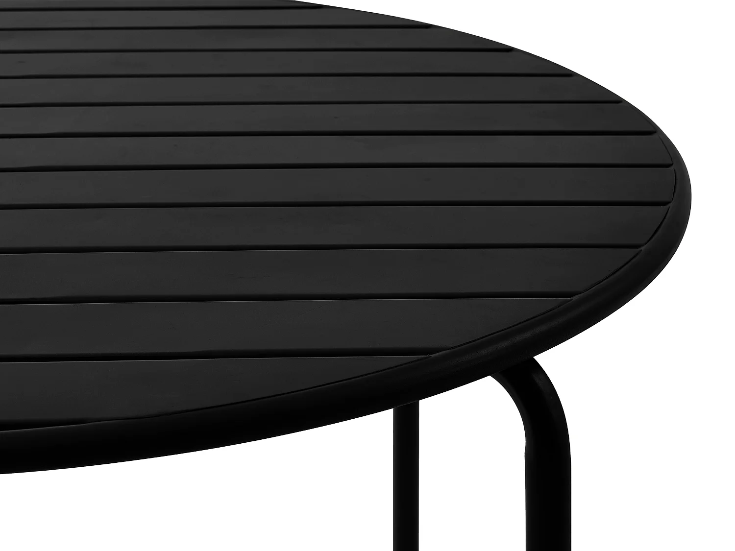 Garten-Essgruppe: Tisch D. 110 cm + 4 stapelbare Stühle - Metall - Schwarz - MIRMANDE von MYLIA