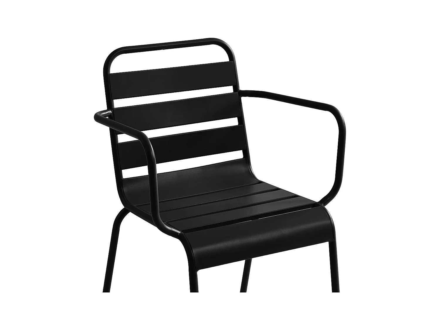 Metalen tuinset met een tafel van Ø110 cm en 4 stapelbare fauteuils - Zwart - MIRMANDE van MYLIA