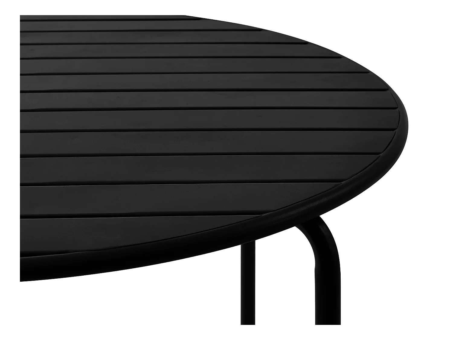 Metalen tuinset met een tafel van Ø110 cm en 4 stapelbare fauteuils - Zwart - MIRMANDE van MYLIA