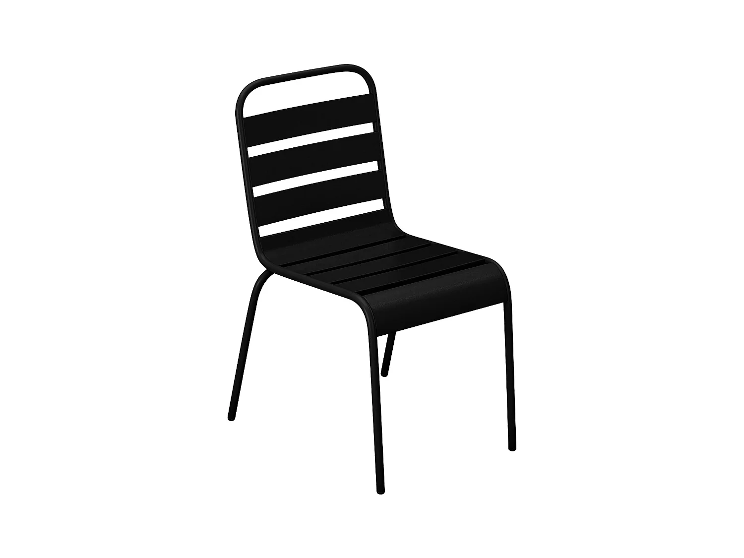 Conjunto de sala de jantar de jardim em metal, uma mesa C.160 cm com 2 cadeirões empilháveis e 4 cadeiras empilháveis preto - MIRMANDE de MYLIA
