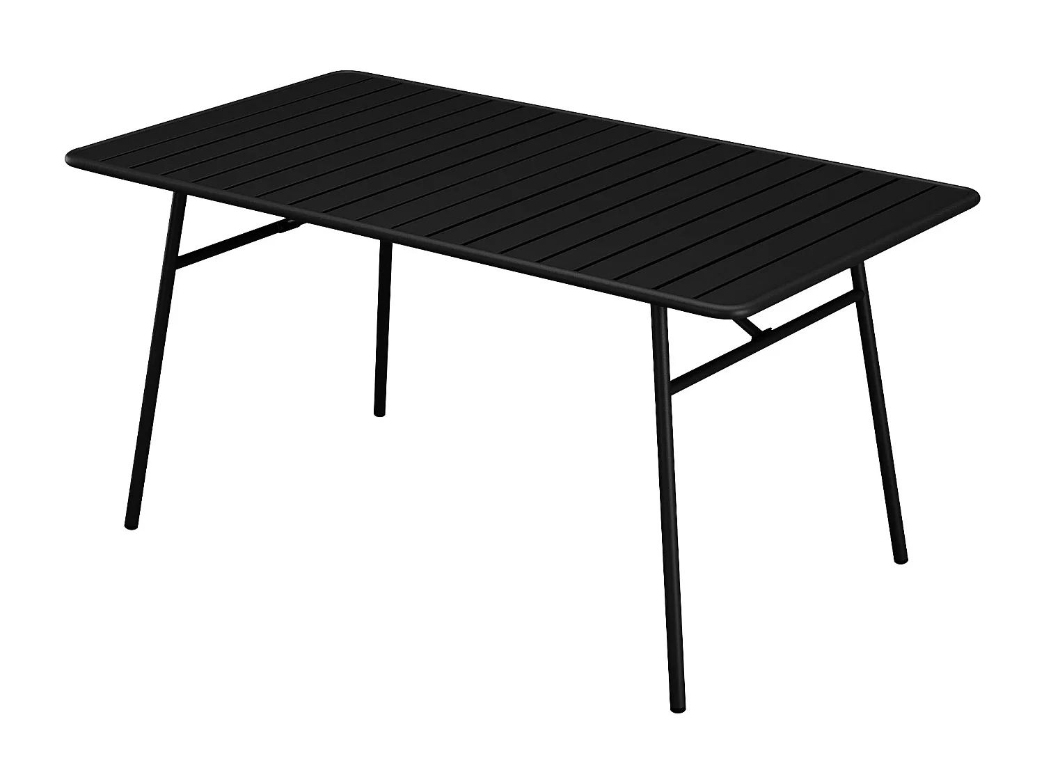 Conjunto de sala de jantar de jardim em metal, uma mesa C.160 cm com 2 cadeirões empilháveis e 4 cadeiras empilháveis preto - MIRMANDE de MYLIA