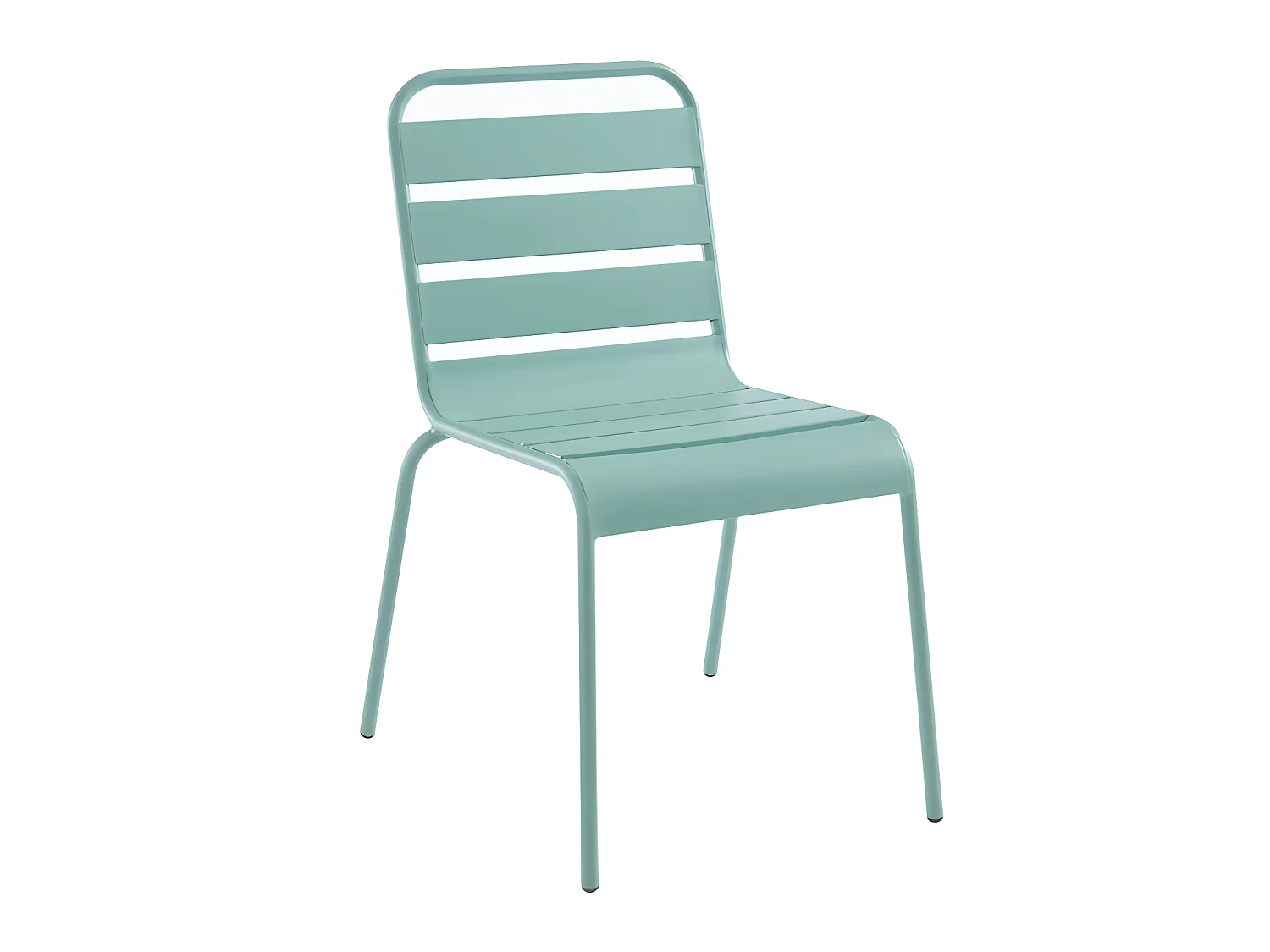 Tuineethoek van metaal - Een tafel D120 cm en 8 opstapelbare stoelen - Amandelgroen - MIRMANDE van MYLIA