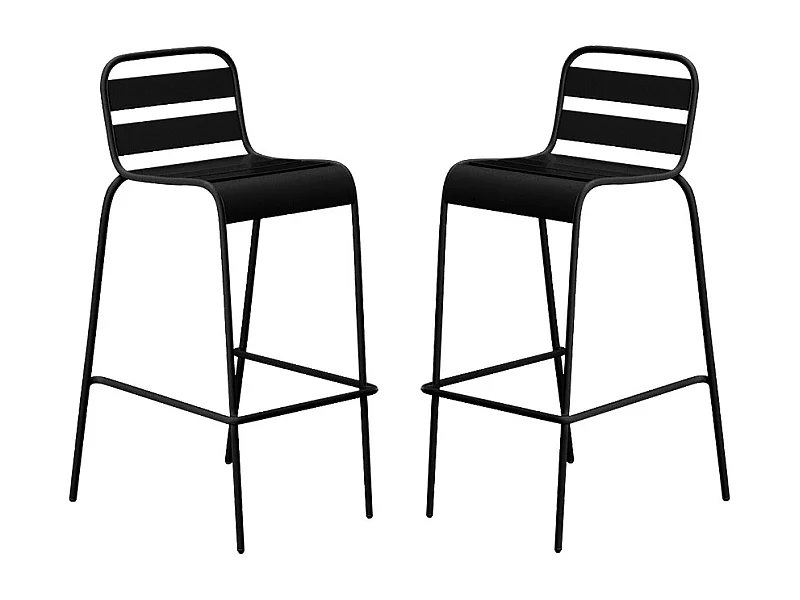 Gartenstuhl hoch stapelbar 2er-Set - Metall - Schwarz - MIRMANDE von MYLIA