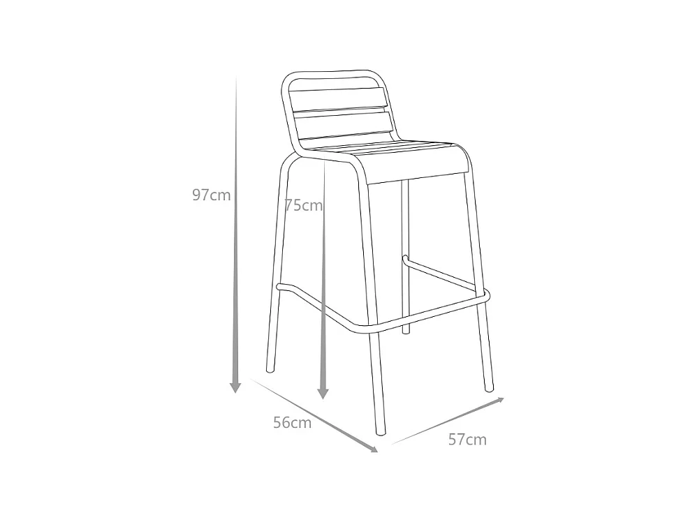 Lot de 2 chaises hautes de jardin empilables en métal - Noir - MIRMANDE de MYLIA