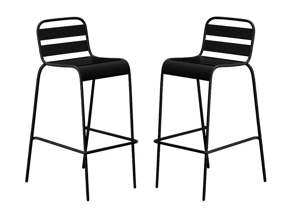 Lot de 2 chaises hautes de jardin empilables en métal - Noir - MIRMANDE de MYLIA