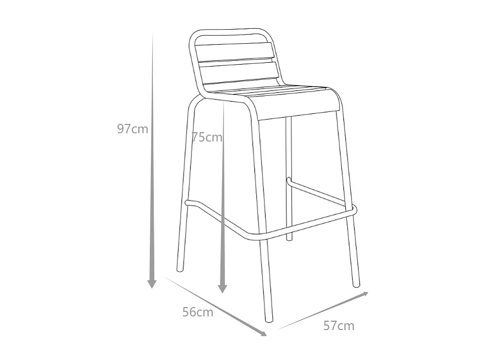 Lot de 2 chaises hautes de jardin empilables en métal - Noir - MIRMANDE de MYLIA