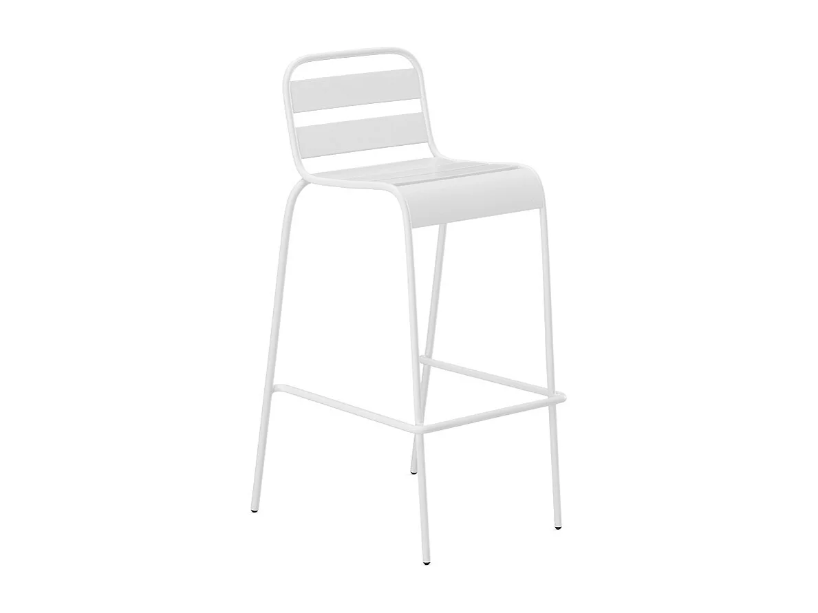 Lot de 2 chaises hautes de jardin empilables en métal - Blanc - MIRMANDE de MYLIA